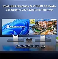 Vista 4 de BY50M1 Mini PC con Windows 11 Pro Intel N5105, LPDDR4 8GB RAM 128GB SSD Mini computadora de escritorio, micro computadora con puerto HDMI 4K dual