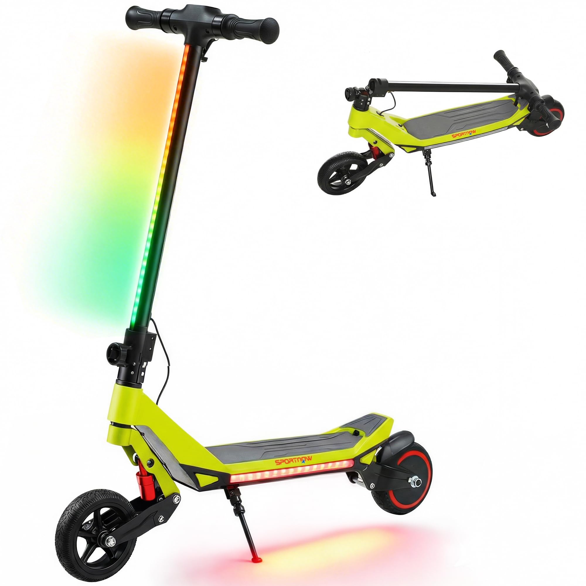 SPORTNOW Electric Scooter for Kids Dual Suspension Foldable Age 6-14 Green