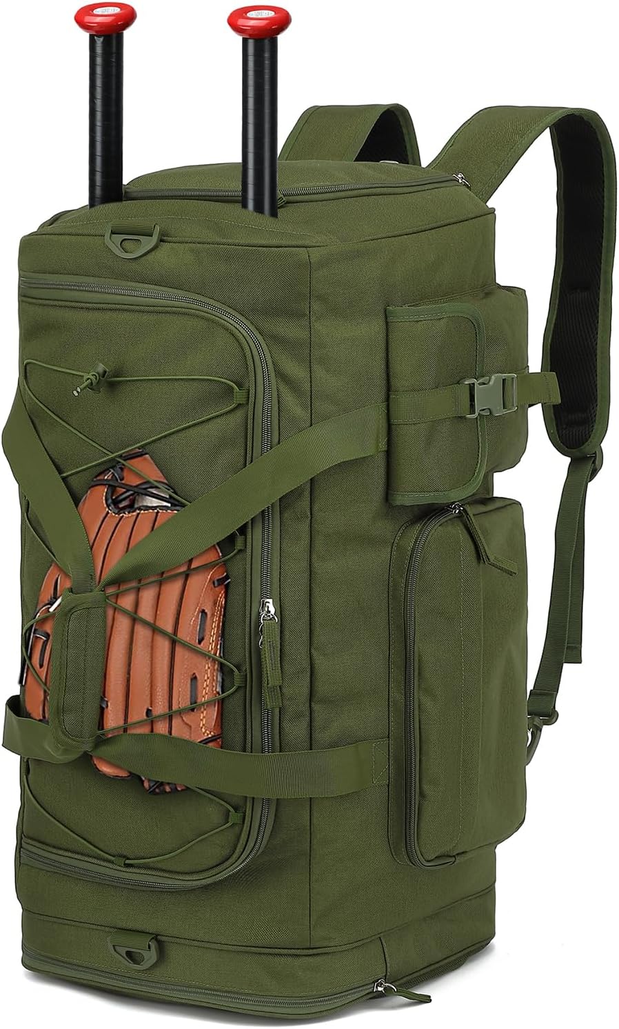 TUGUAN Large Capacity Baseball & Softball Duffle Bag with Shoe Compartment - Portable Bat Backpack for Adults, Coaches, and Teams 65L Storage for Catcher Gear & Equipment