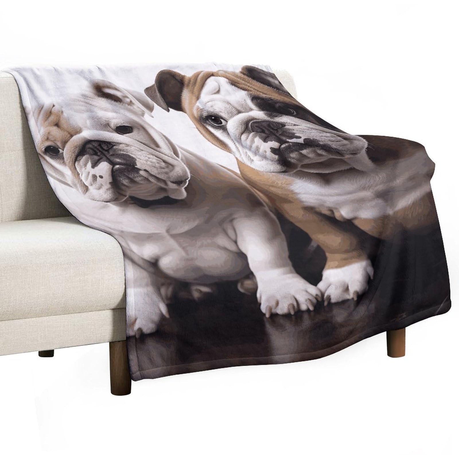 Couverture en flanelle douce bouledogue, jeté de lit léger 140x178 cm