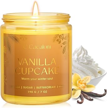 Christmas Soy Candles for Home Decor, Non-Toxic Aromatherapy Scented Candles for Holiday Gifts, Cozy Cute Jar Candle, Winter Candle for Women Men, Vinilla Cupcake Scent
