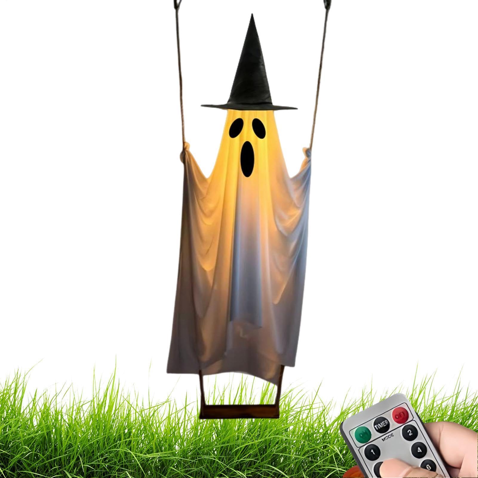 Balançoire Effrayante de Fantôme Lumineux pour Décoration Extérieure et Intérieure d'Halloween