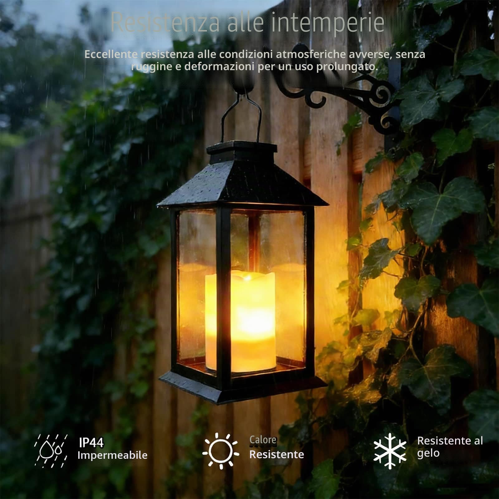 Lanterne da Esterno, 2 Pezzi Lanterna Solare da Esterno con Candele Tremolante, IP44 Impermeabile Appendere Lampade Solari per Giardino Terrazzo Tavolo Gazebo Balcone Decorazioni - Nero