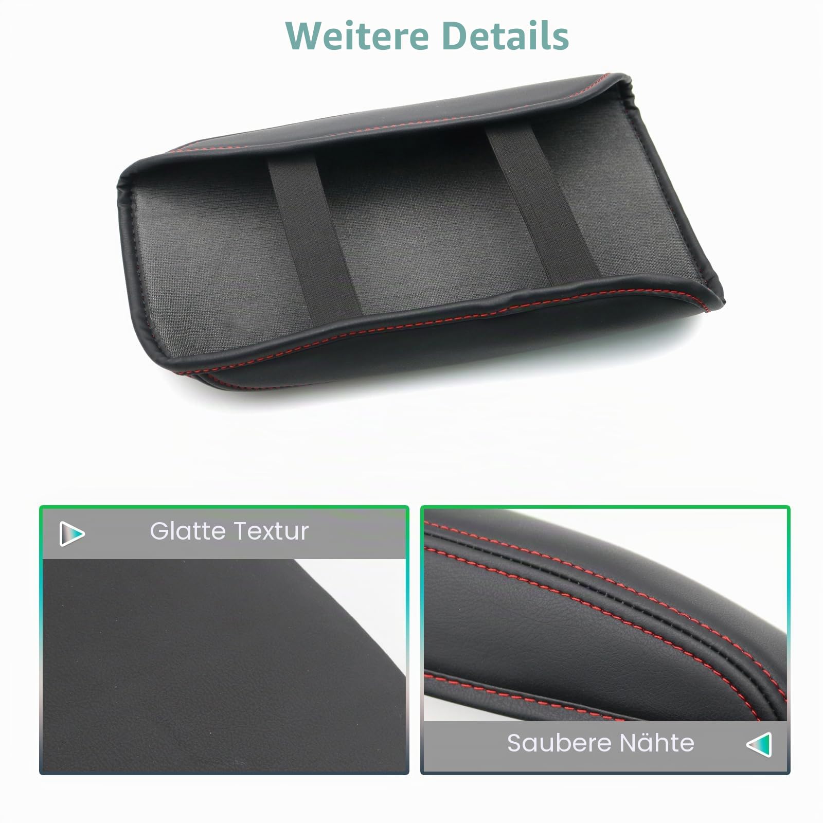 GAFAT Kompatibel mit VW Arteon Passat 2016-2022 2023 Mittelarmlehne Abdeckung, Pasat B8 Variant GTE Alltrack Mittelkonsole Armlehne Schutz Leder Polster (Rot)