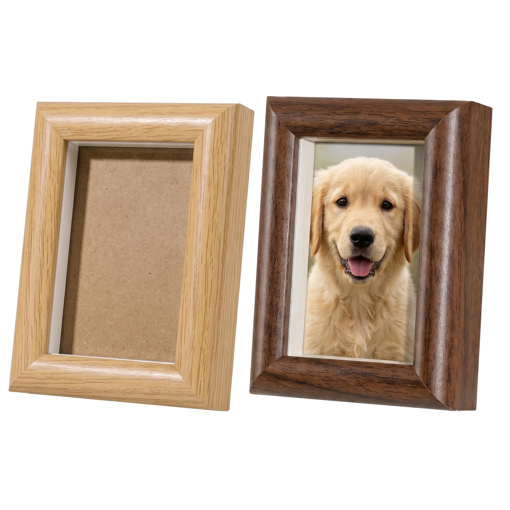 Uanqfegy Small Shadow Box - 2 Pack Minimalist Wood 2x3 Picture Frame, Clear Glass Display for Photos Paintings Dried Flowers