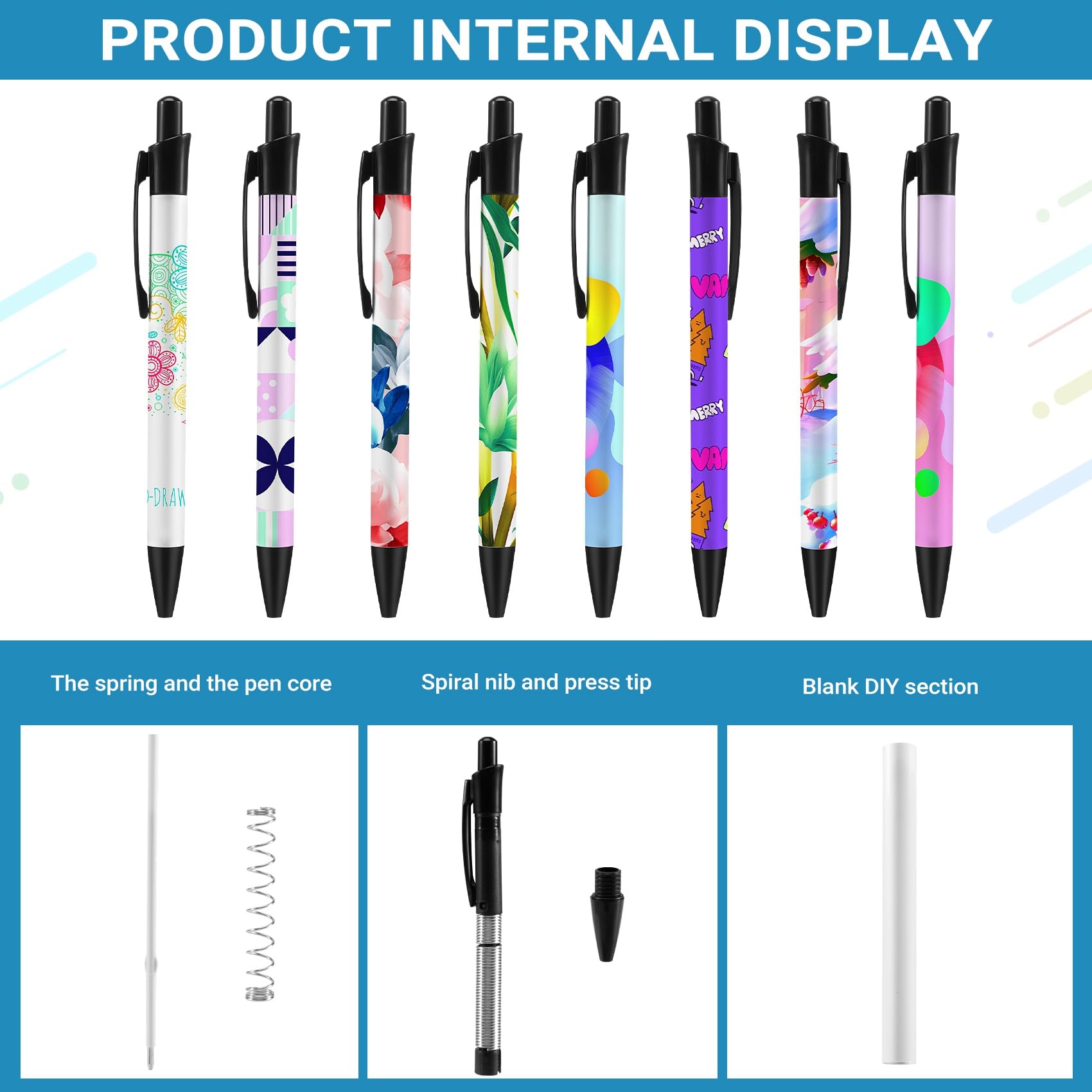 Yoiimiya 30 Pack Sublimation Pens Blank With Shrink Wrap, Heat Transfer Ballpoint Pen with Aluminum Customized Clip - Image 4
