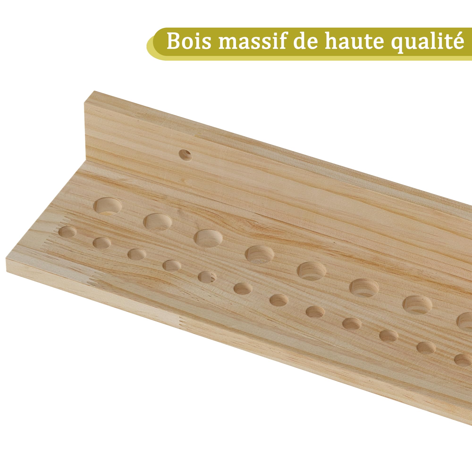 uyoyous - Estantería de pared para herramientas (3 unidades) | Soporte de pared para herramientas de madera maciza, almacenamiento óptimo para taller y garaje