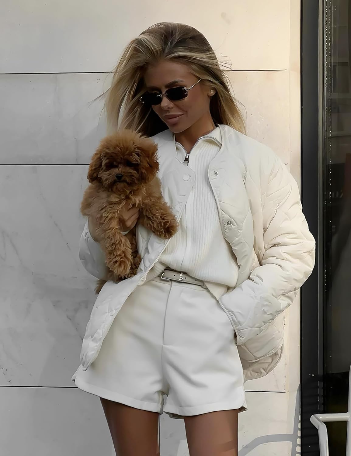 PEHMEA Women's Oversized Lightweight Quilted Jacket Button Down Fall Winter Coats Puffer Padded with Pockets - Image 3