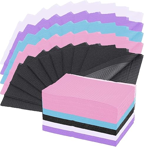 50 baberos dentales desechables para uñas, impermeables, 3 capas, 13 x 18 pulgadas, baberos para dentistas Mezcla,Negro