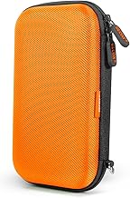 Orange Shockproof Hard EVA Carrying Case Travel Pouch for External Hard Drive, Power Bank, Cell Phone, Cable, Cord - Portable Small Electronic Accessories Organizer Storage Zipper Pouch