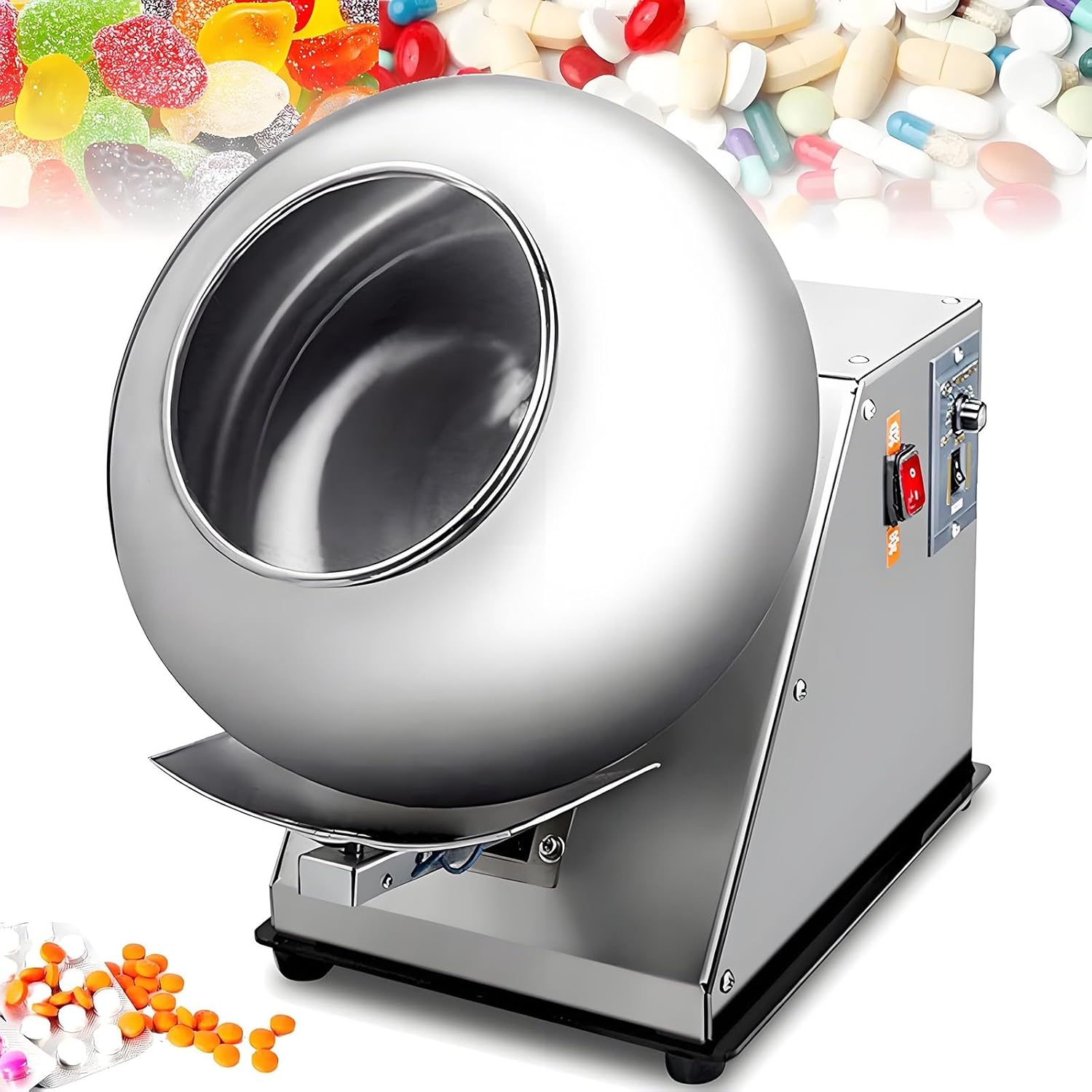 Upgraded Electric Candy Polishing Machine - Tabletop Sugar Ball Panning & Nut Coater for Peanuts, Constant Temperature Drying, Ideal for Candy & Snack Production