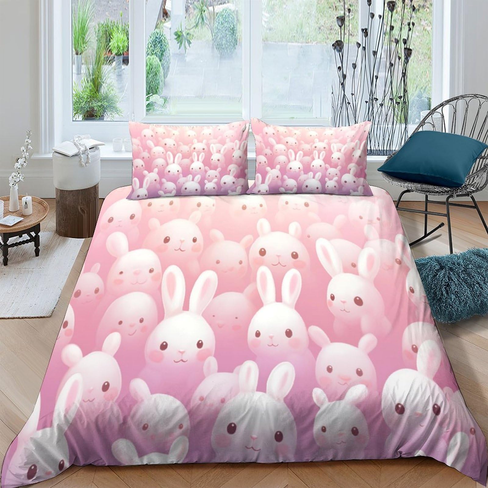 Housse de couette en microfibre ultra douce rose avec taies d'oreiller