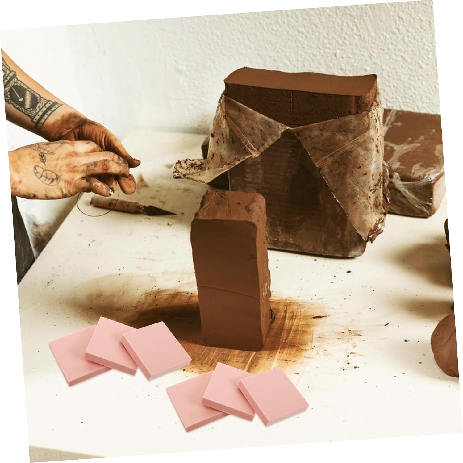 10 Pink Rubber Stamp Blocks for DIY Carving and Craft Projects
