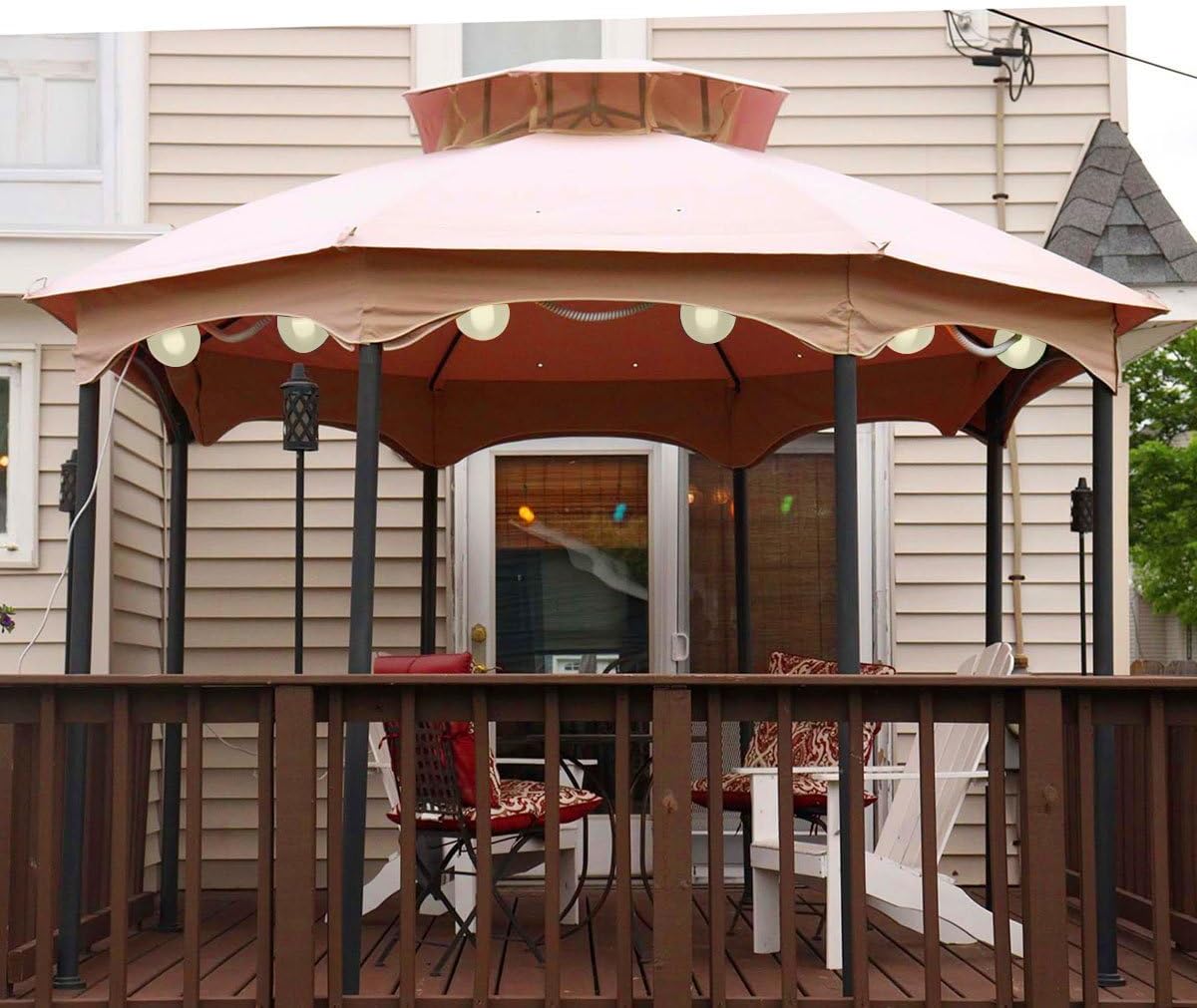 TentandTable 8 Globe Light Set White Globes with 30 Foot White Cord, Weather Resistant Outdoor String Lights for Parties Weddings and Events, UL Listed, Bulbs not Included