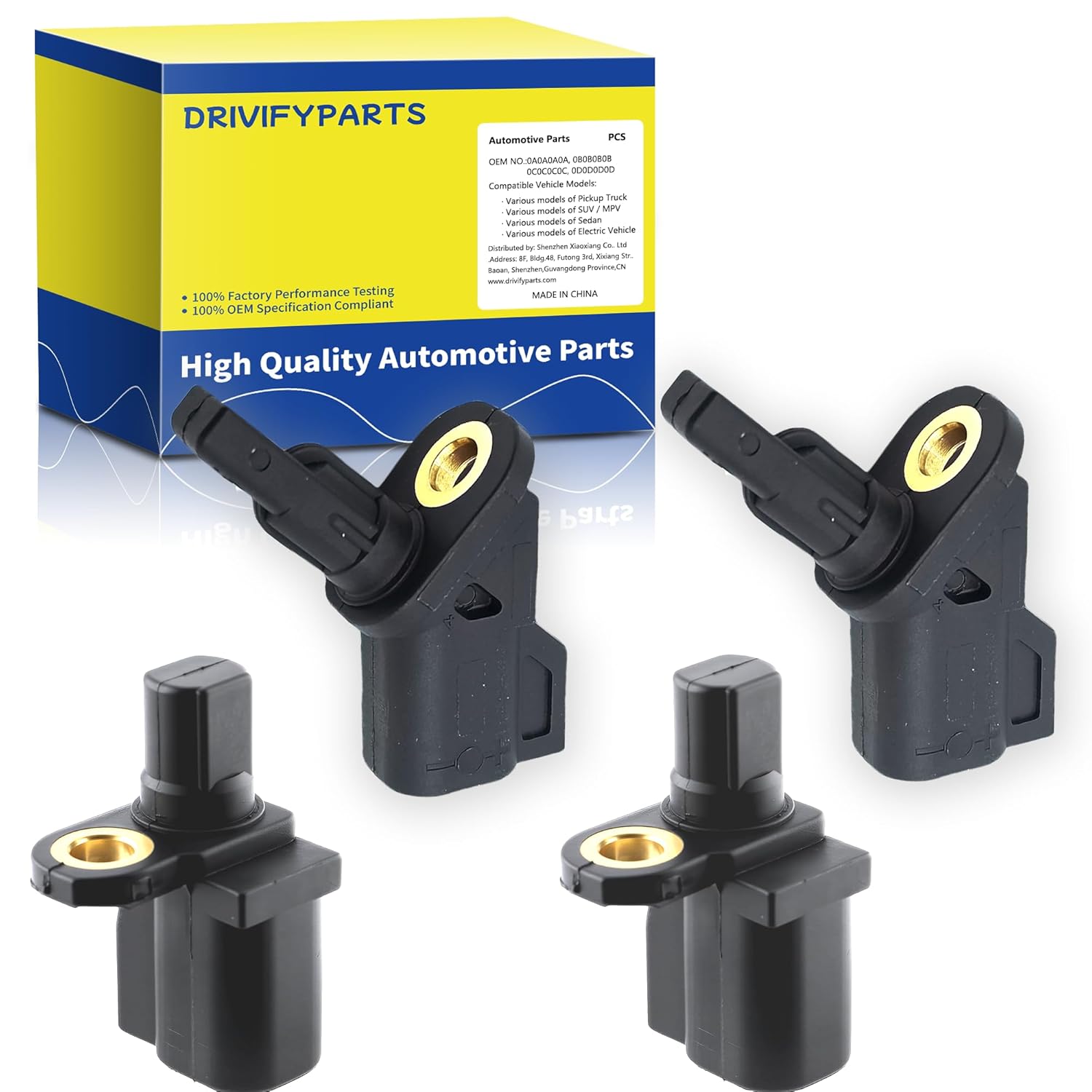 ABS Wheel Speed Sensor 4Pcs Front & Rear Left & Right Fit for Ford C-Max 2013-2018 Escape 2013-2019 Focus 2012-2018, for Lincoln MKC 2015-2019, Fit for Volvo C30 C70 S80 V50 V70