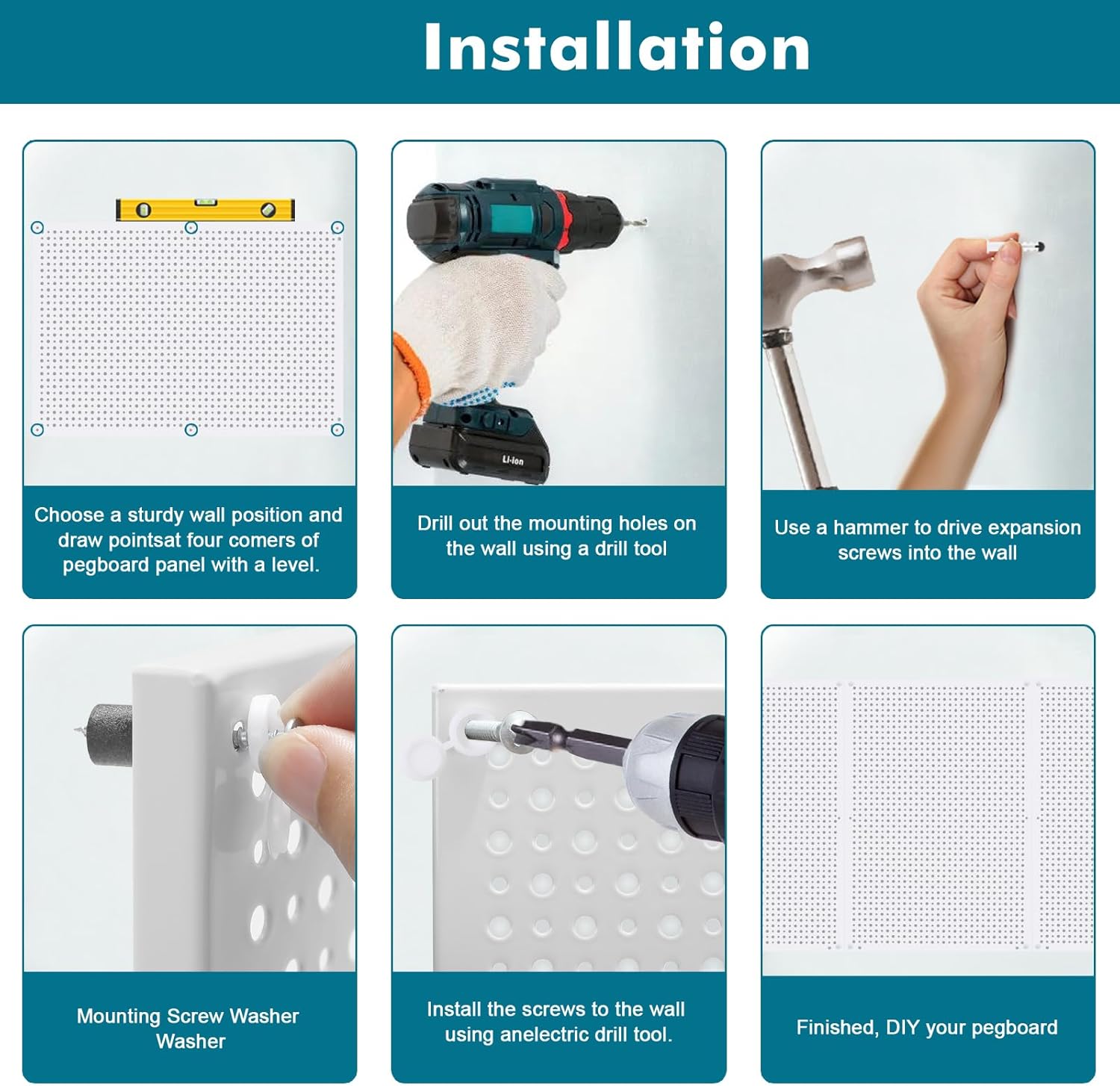 Pegboard Rack Garage Storage,Steel Pegboard Heavy Duty- 3 Pack 16-Inch X 24-Inch Metal Peg Board Tool Organization Panels (White)