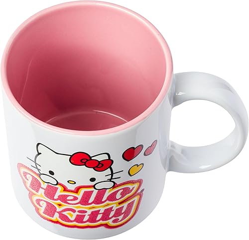 Miniatura 3 de Silver Buffalo Sanrio - Taza de cerámica con diseño de corazones de Hello Kitty, 20 onzas