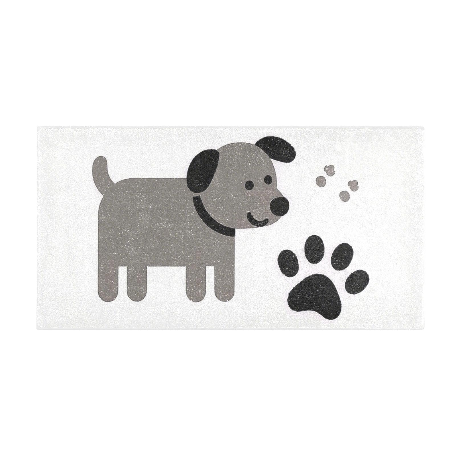 Tapis de bain antidérapant gris 50x99 cm à empreintes de pattes pour entrée et douche