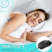 Vista 6 de Kathfly 30 unidades de ratón negro con cable USB para computadora a granel 1000 DPI 3 botones con cable con cable con USB silencioso