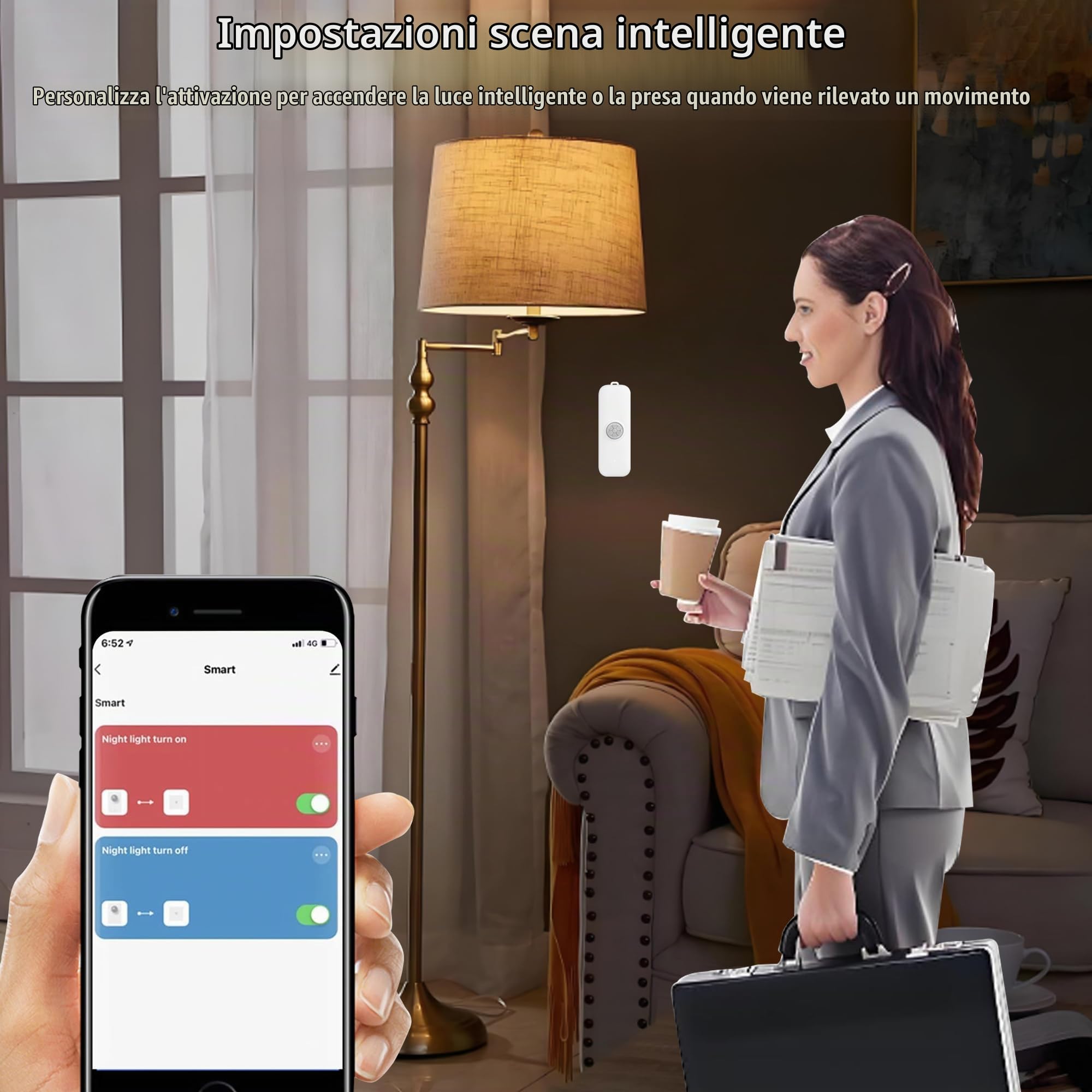 Sensore di movimento intelligente, sensore di movimento PIR WiFi per sistema di allarme, con monitoraggio remoto dell'app, attivazione di luci e scene, compatibile con Alexa.4PCS