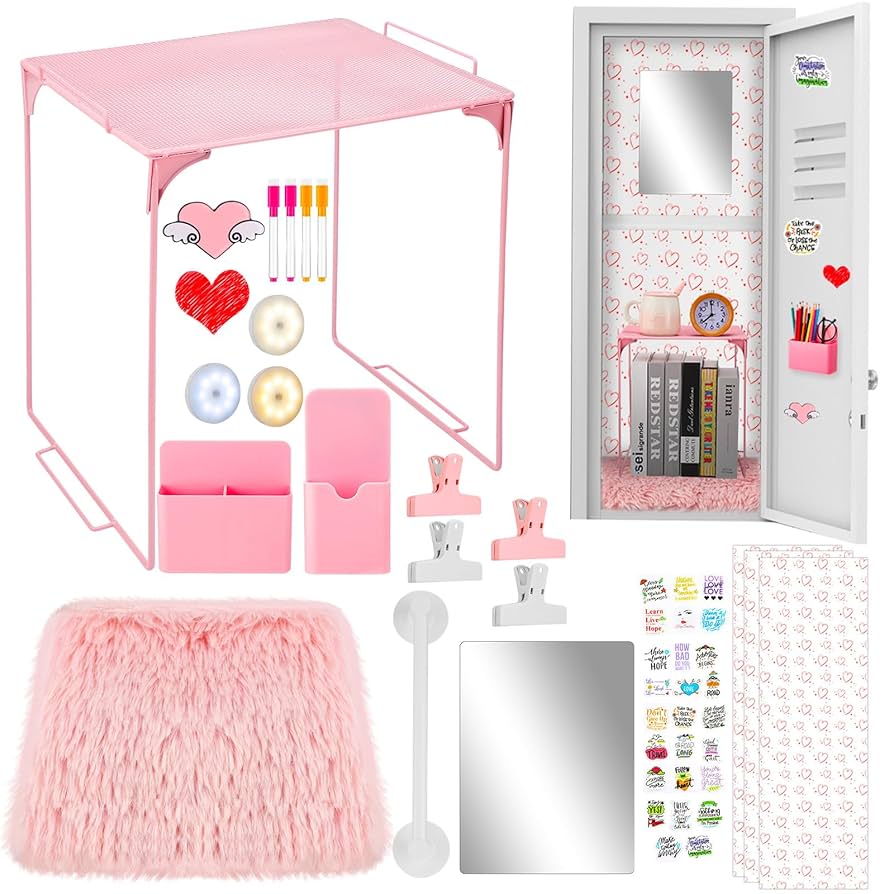 glockerページ Amazon.com : Motipuns 73 Pcs Pink Locker Accessories Set
