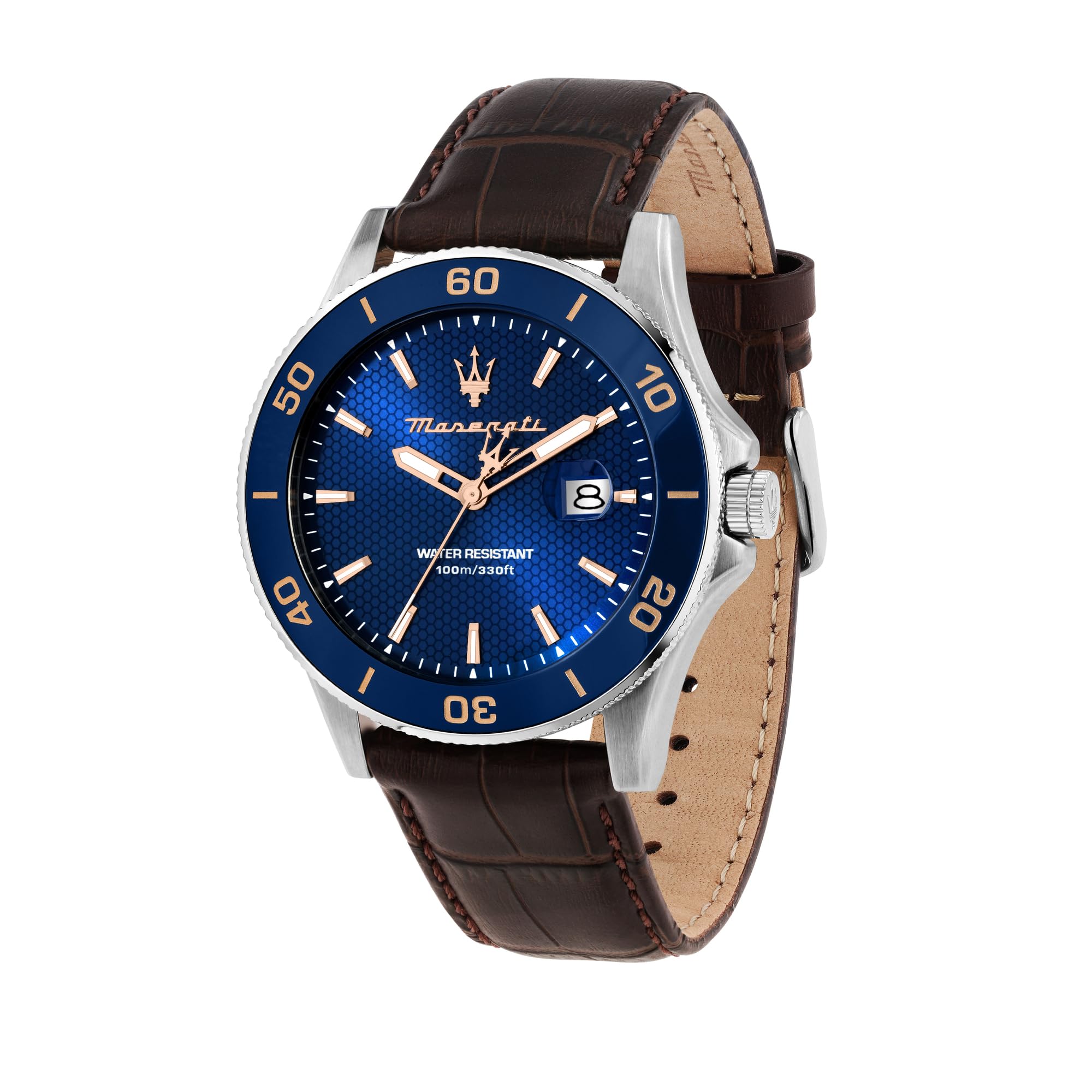 Maserati Stainless Steel Lifestyle Date Analog Dial Color Blue Men Watch - R8851100004, Brown Band (B0CC2GL9KY) Amazon Price History, Amazon Price Tracker