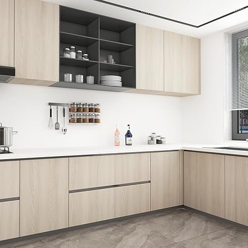 Miniatura 2 de Papel tapiz de madera extra ancho de 31 x 354 pulgadas, papel de contacto de grano de madera beige, papel tapiz grueso de madera sintética clara