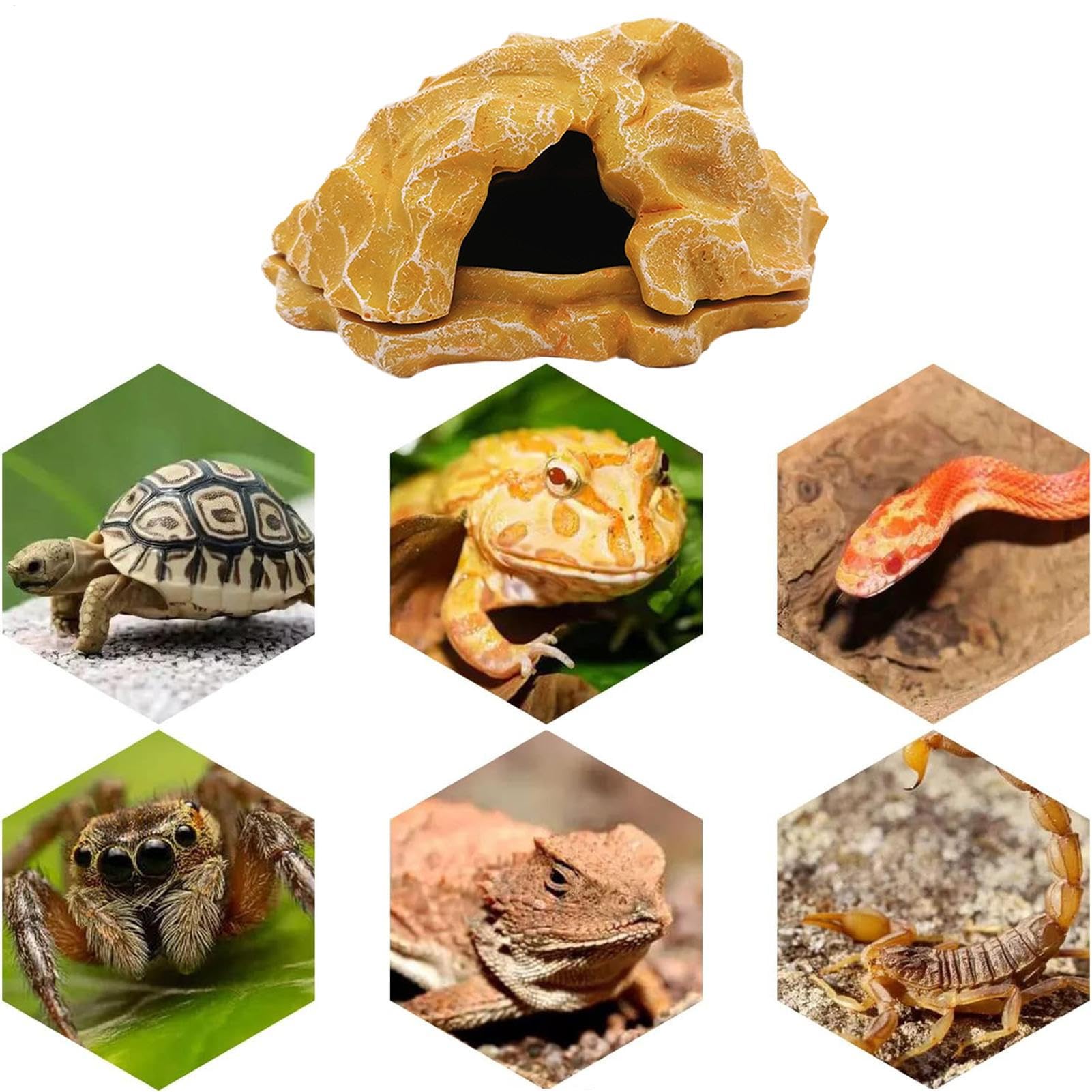 Refugio para Reptiles, Refugio para Reptiles Terrario Cueva para Serpientes, Zona para Tomar el Sol, Decoración para Acuarios y Accesorios para Terrarios Pequeños de Pitón Bola y