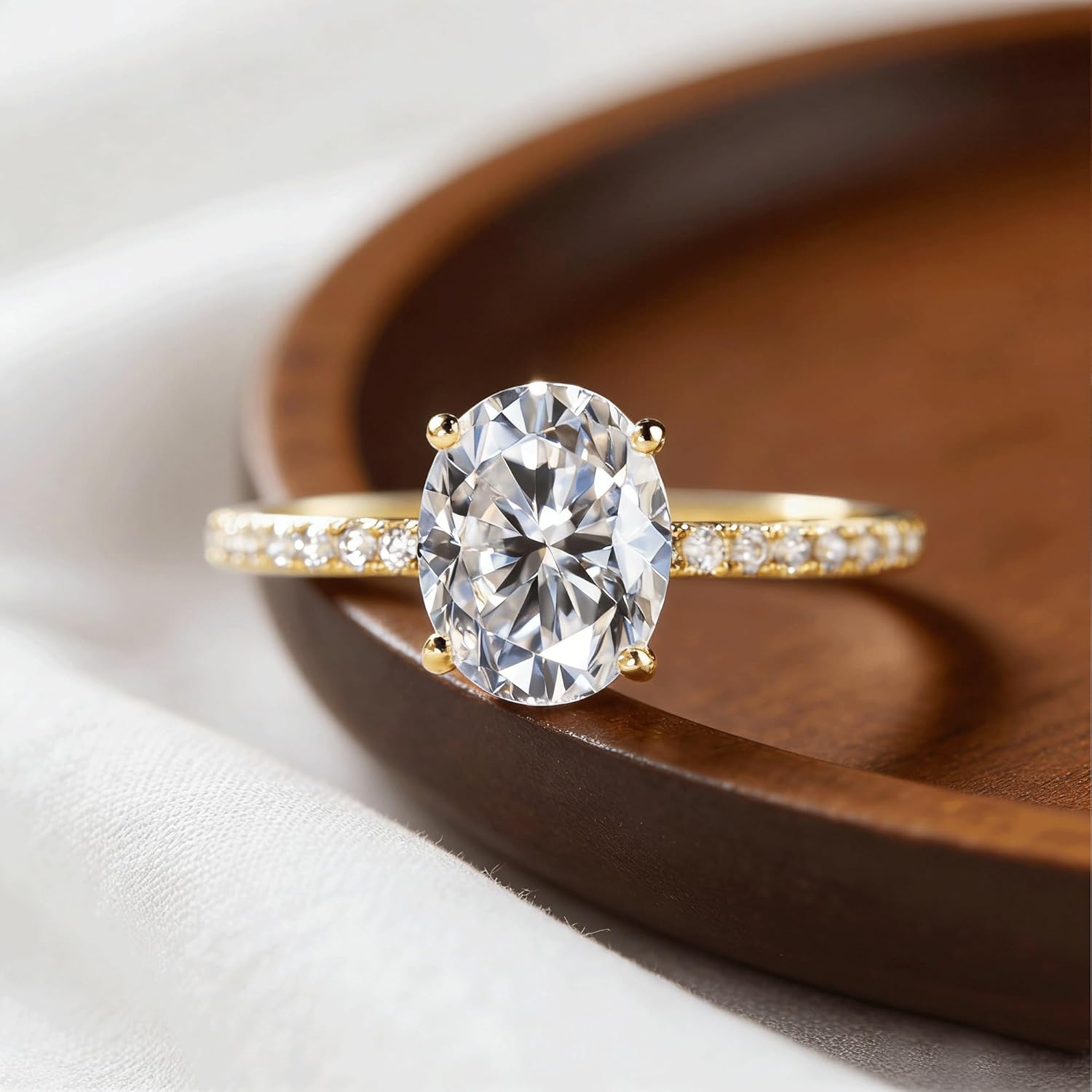 14K Gold Plated Oval Engagement Ring for Women 925 Sterling Silver 1CT/2CT/3CT Solitaire CZ Cubic Zirconia Promise Ring Wedding Band Size 5-9 - Image 4