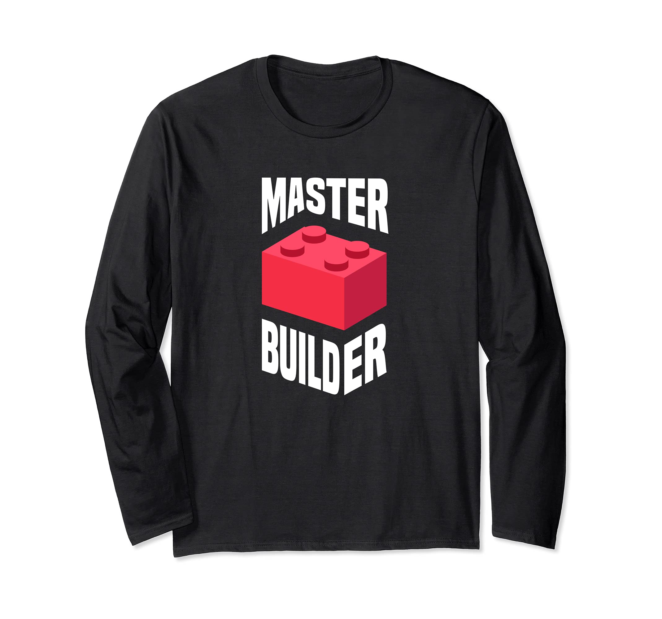 Master Builder Brick Builders Building Blocks Toys Cool Toy Long Sleeve T-Shirt, Black