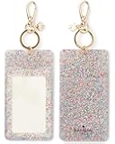 Id Badge Clip Key Chain, Sparkle Silicone Keychain Accessory and Suitcase Identifier, Multi Glitter