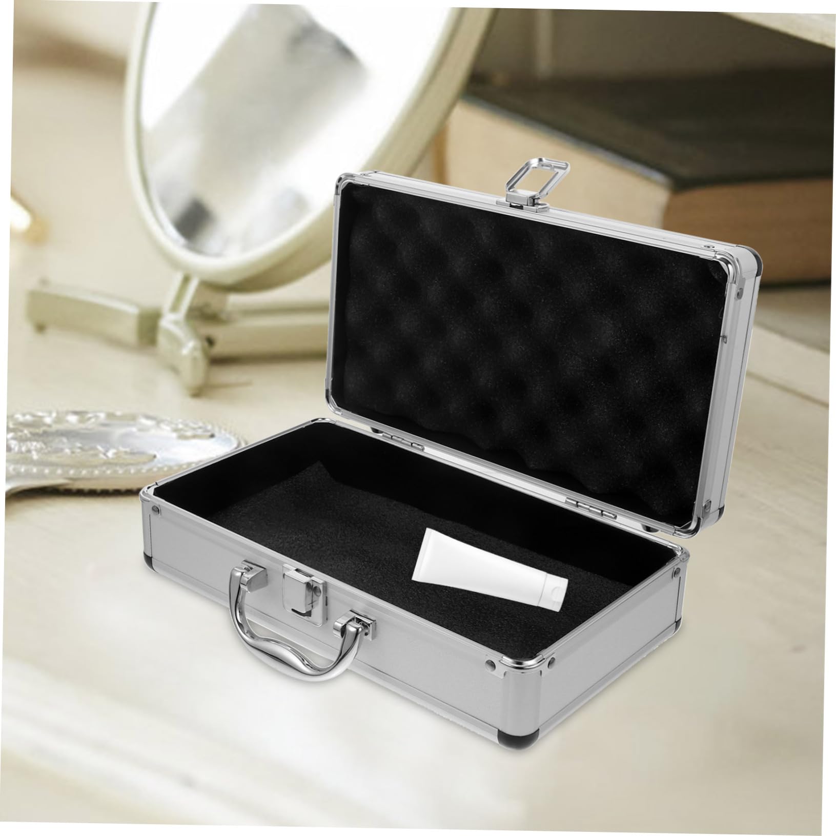 Caja Multiusos de Aleación de Aluminio Cerradura, Maletín Portátil para Medicamentos y Piezas, Gran Capacidad Diseño de Asa para Uso en Garaje o Negocio