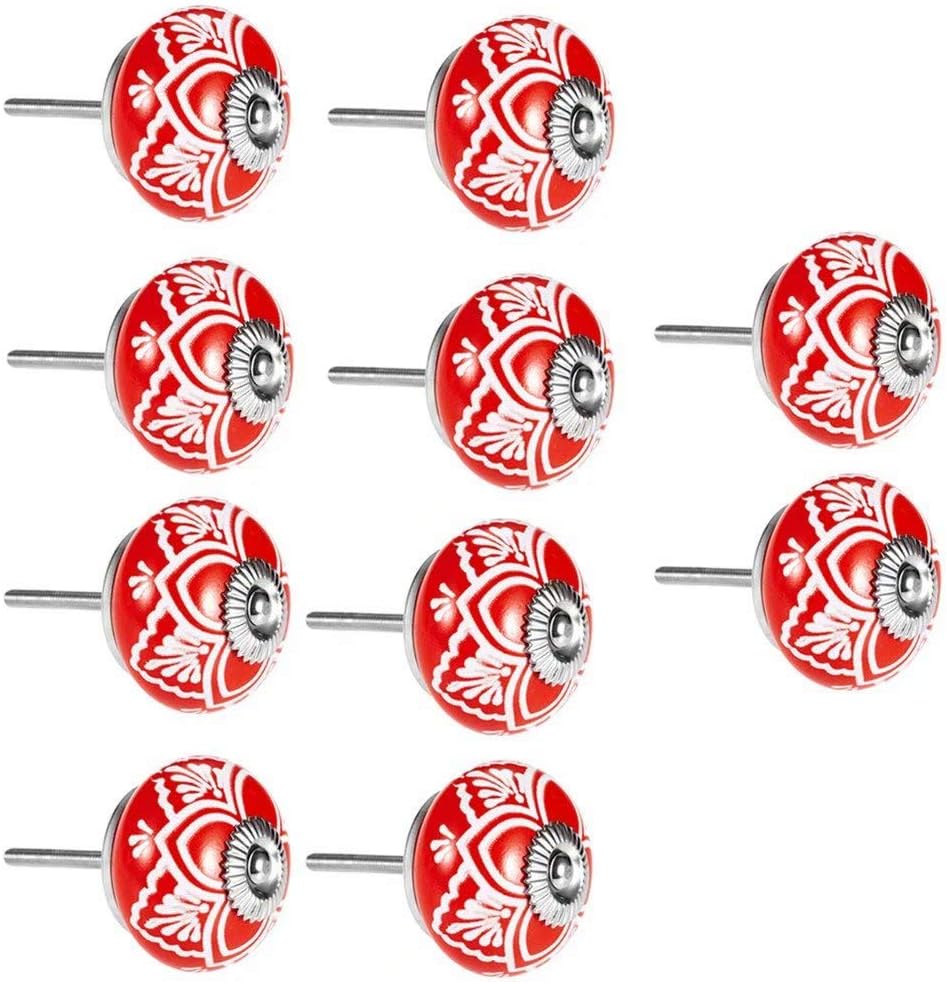 Door Handles,Ceramic Door Knobs, Cupboard Handle,10 pcs Round Door Knobs Ceramic Handle Cupboard Drawer Pull Handles Ceramic Round Knob for Kid's Room Bedroom Door Drawer (Color : Yellow)