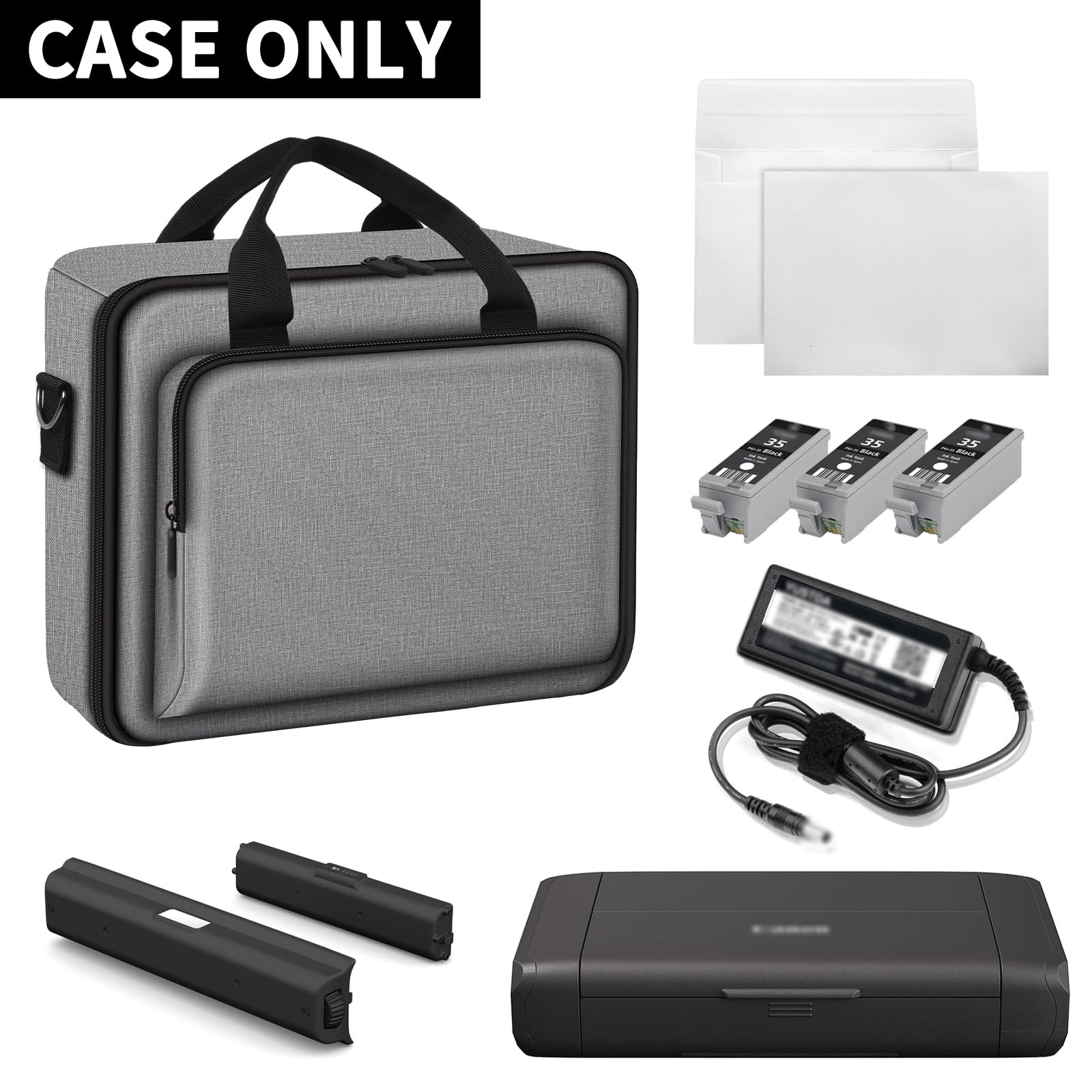 Steadtep Wireless Mobile Printer Case Compatible with Canon PIXMA TR150/ iP110 Printers, Potable Travel Storage Bag Fit for Printer Charger, Ink Cartridges, Batteries and Accessories (Box Only) -Grey