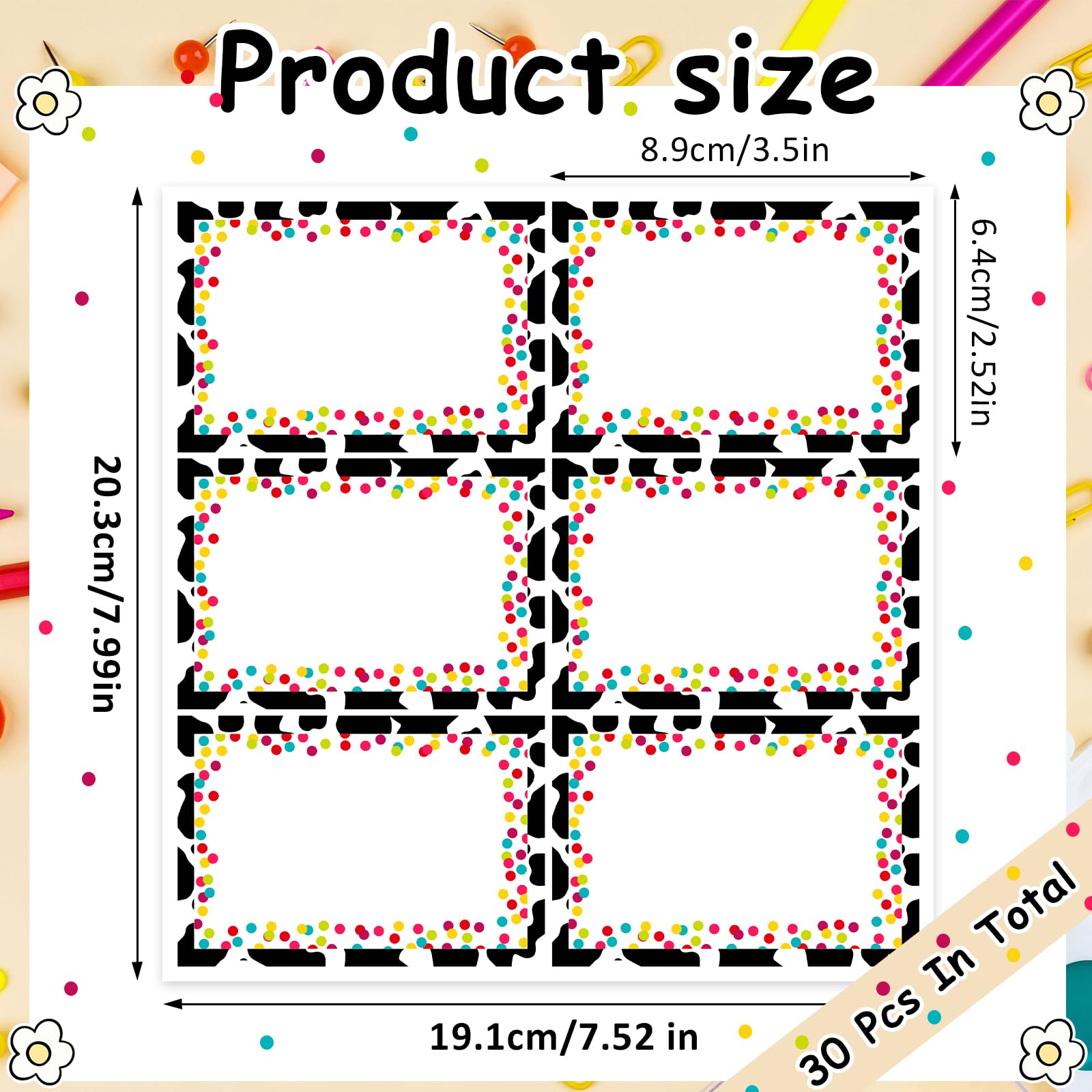 Tenceur 180 Stück bunte selbstklebende Etiketten für Notizbuch, 8,9 x 6,3 cm, Regenbogen-dekorative Etiketten für Büro, Zuhause, Bücher, Klassenzimmer, Organisationsbedarf