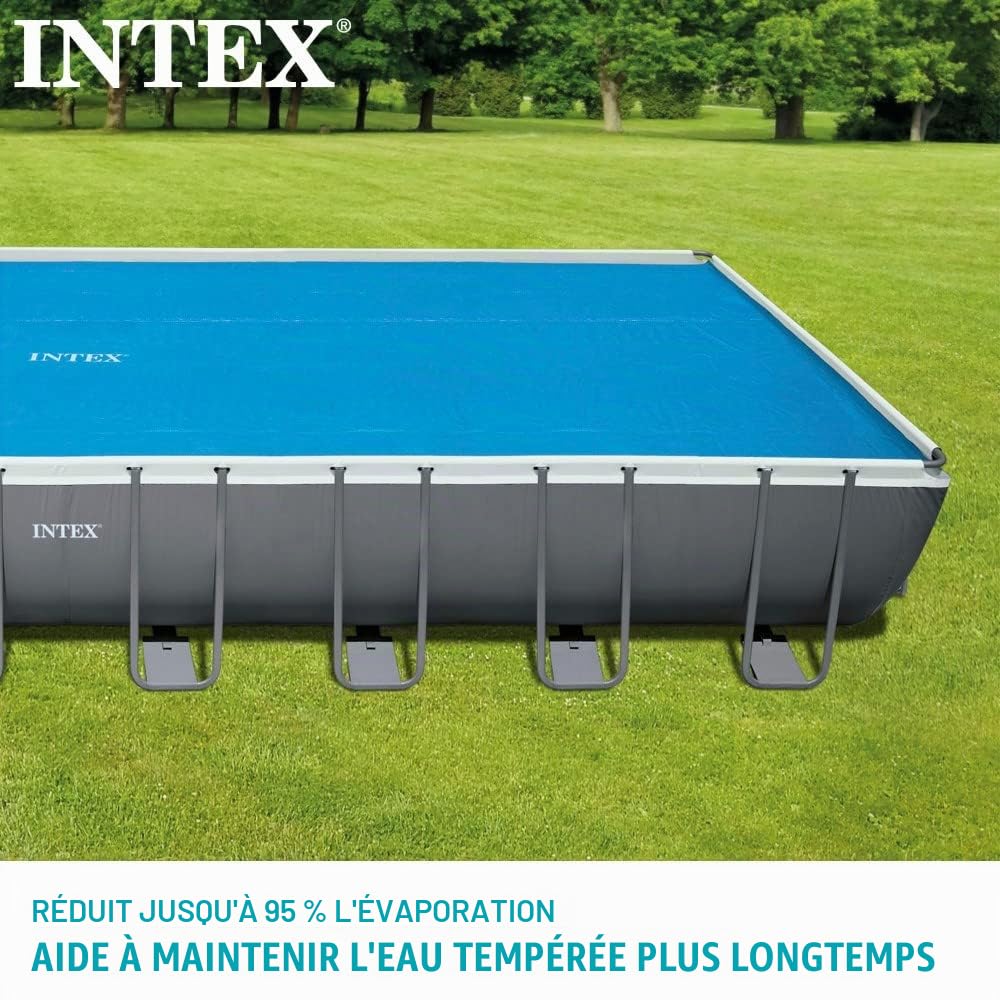 Intex Bâche Solaire rectangulaire pour Ultra Frame - 975 x 488 cm - Épaisseur 160 microns - Dimensions : 960 x 466 cm - 28018 Bleu
