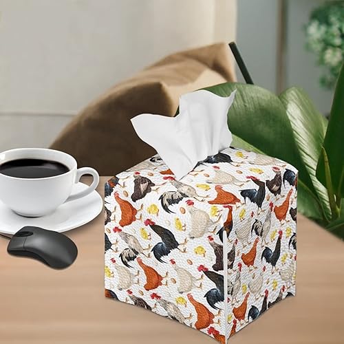 Miniatura 4 de ZFRXIGN Funda para caja de pañuelos de pollo, decoración bohemia, soporte cuadrado para pañuelos de papel, servilletas, organizador de pañuelos para