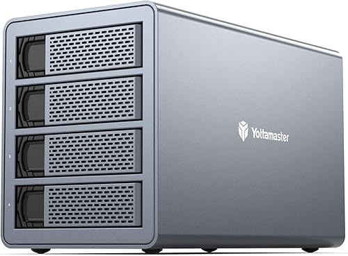 Yottamaster Caja de disco duro de 4 bahías, aleación de aluminio de 2.5 pulgadas3.5 pulgadas USB3.0 a SATA3.0 carcasa de almacenamiento SSD de disco