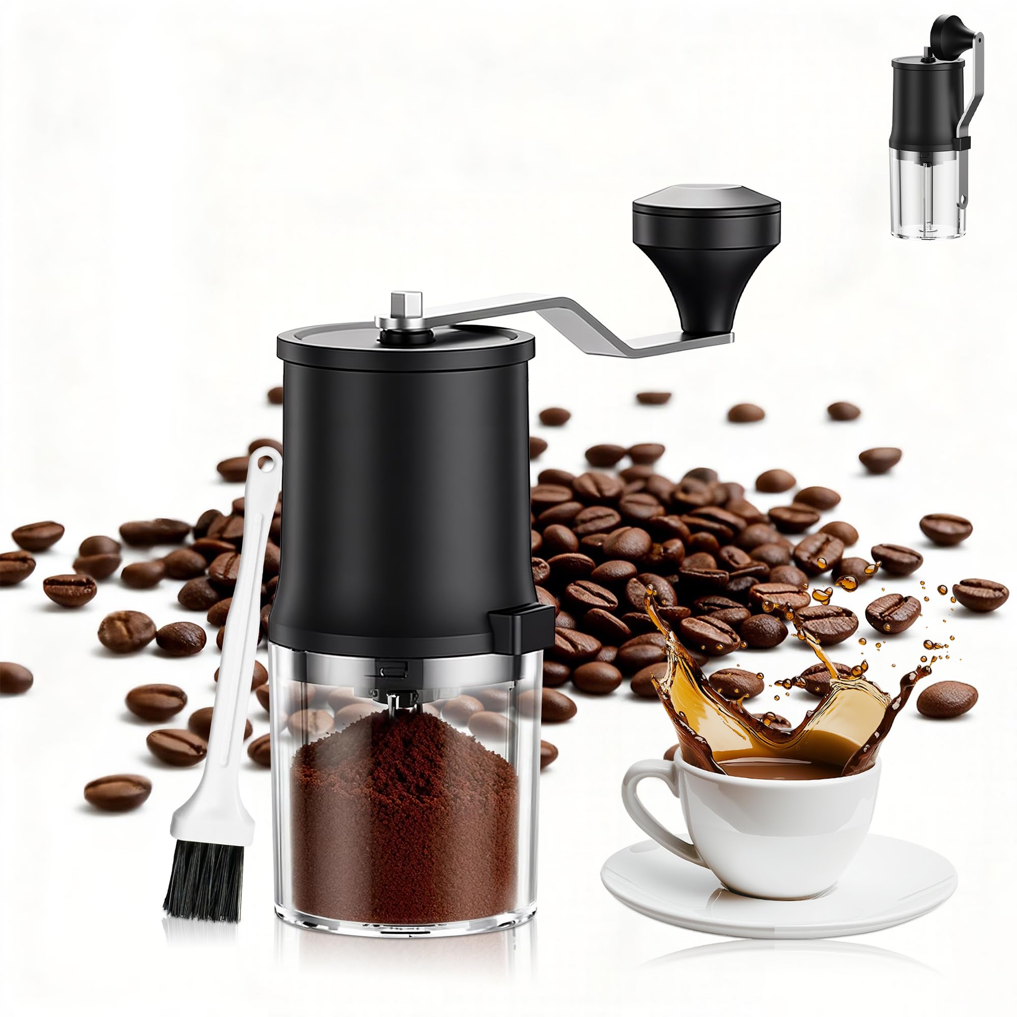 BGFOX Manual Coffee Grinder, Portable Coffee Grinder with conical Ceramic Curler, Capacity 30g, Suitable for Espresso, Travel, Camping, Office
