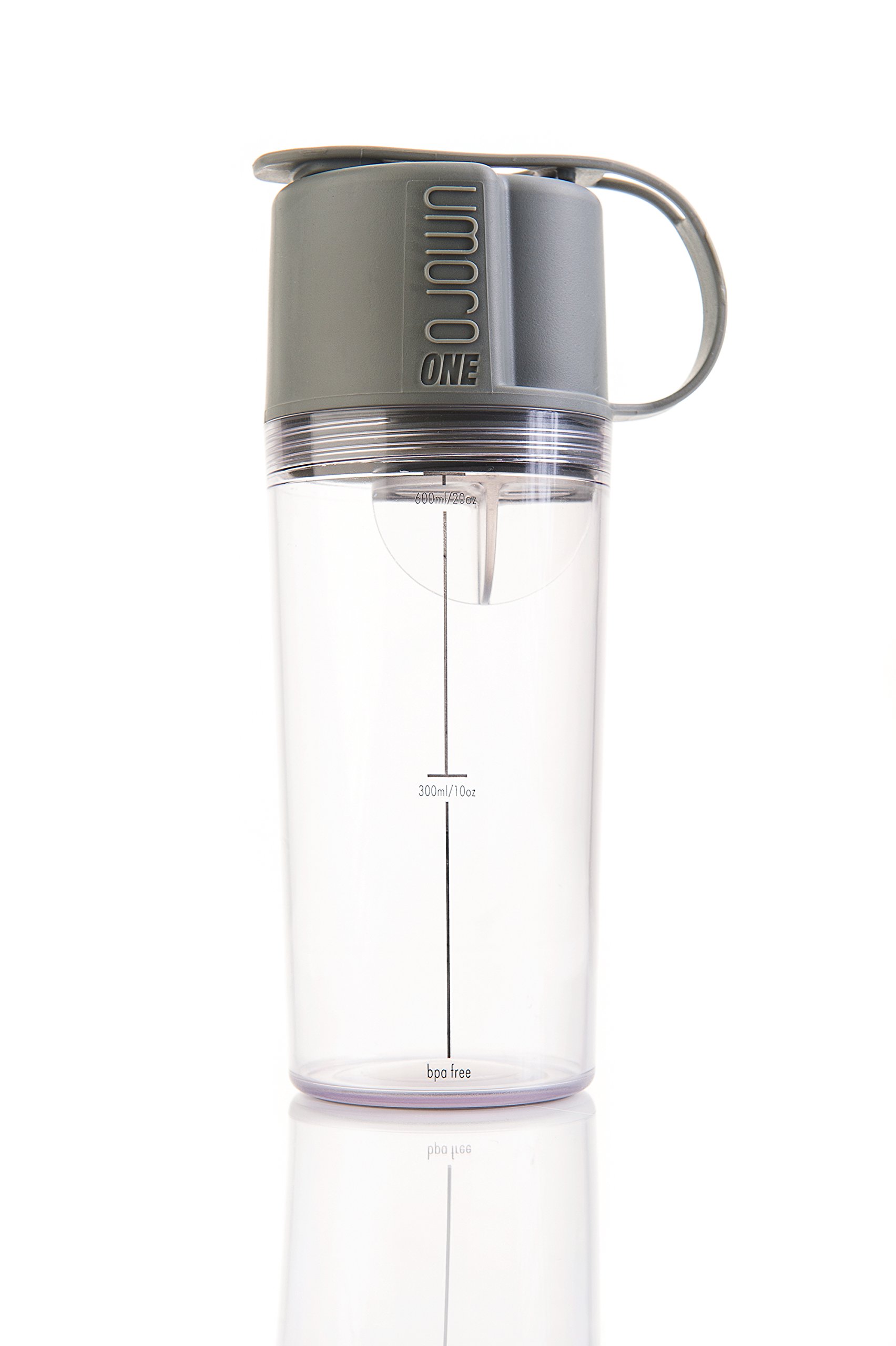 One Multifunction Protein Shaker Bottle and Water Bottle in one! Top-End Storage for Protein or any supplement Perfect for on the go Workouts! - Grey