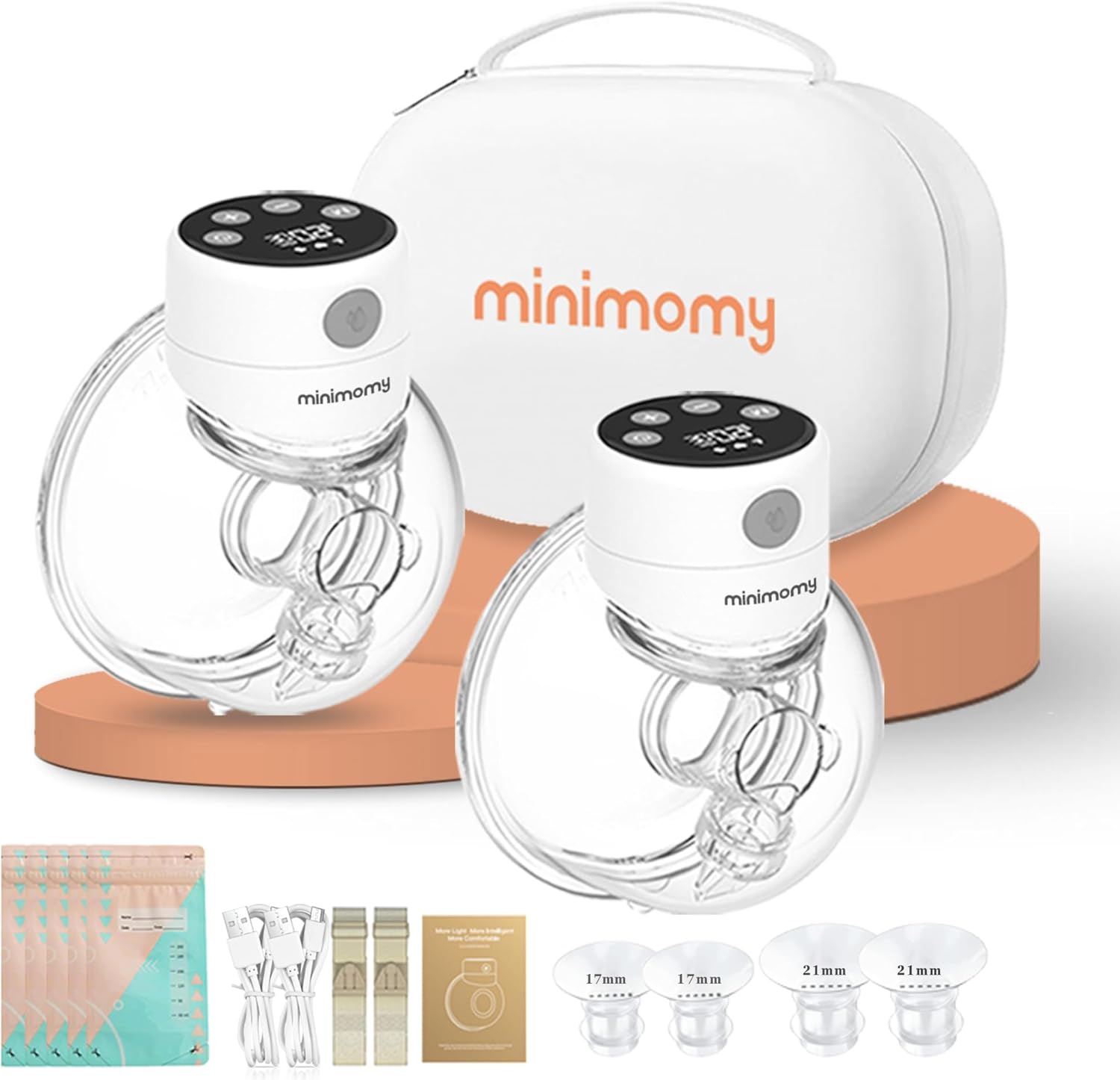 Wearable Hands-Free Electric Breast Pump – Double Portable Pump, 3 Modes 12 Levels, Quiet Rechargeable Breastfeeding Pump, LED Display, 24mm & Multiple Flange Sizes (2 Count)