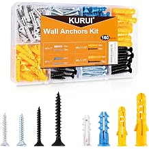 KURUI Drywall Anchors and Screws Assortment Kit, 160Pcs Dry Wall Anchors