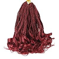 Vista 74 de Cabello de ganchillo con rizos franceses, trenzas de cabello de ganchillo con puntas rizadas, 14 pulgadas, preenlazadas, trenzas de caja tipo diosa