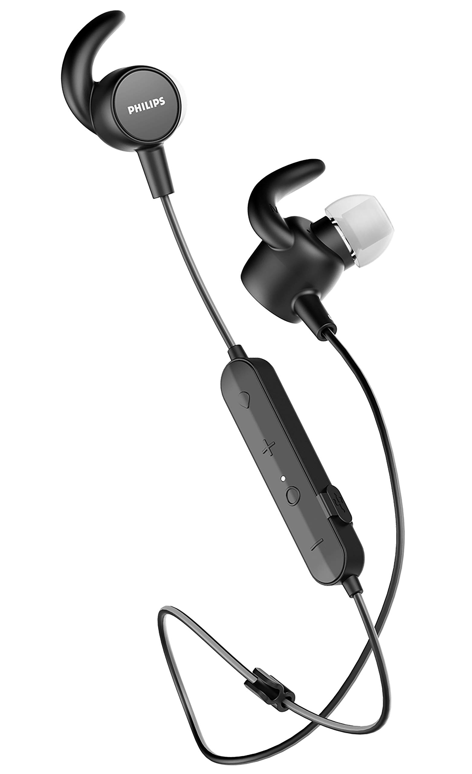 Philips In Ear SN503BK/00 Cuffie Auricolari Sport, Cardiofrequenzimetro Integrato, Bluetooth, 6 Ore Durata della Batteria, Funzione di Ricarica Rapida, IPX5 Resistenti all'Acqua e al Sudore, Nero
