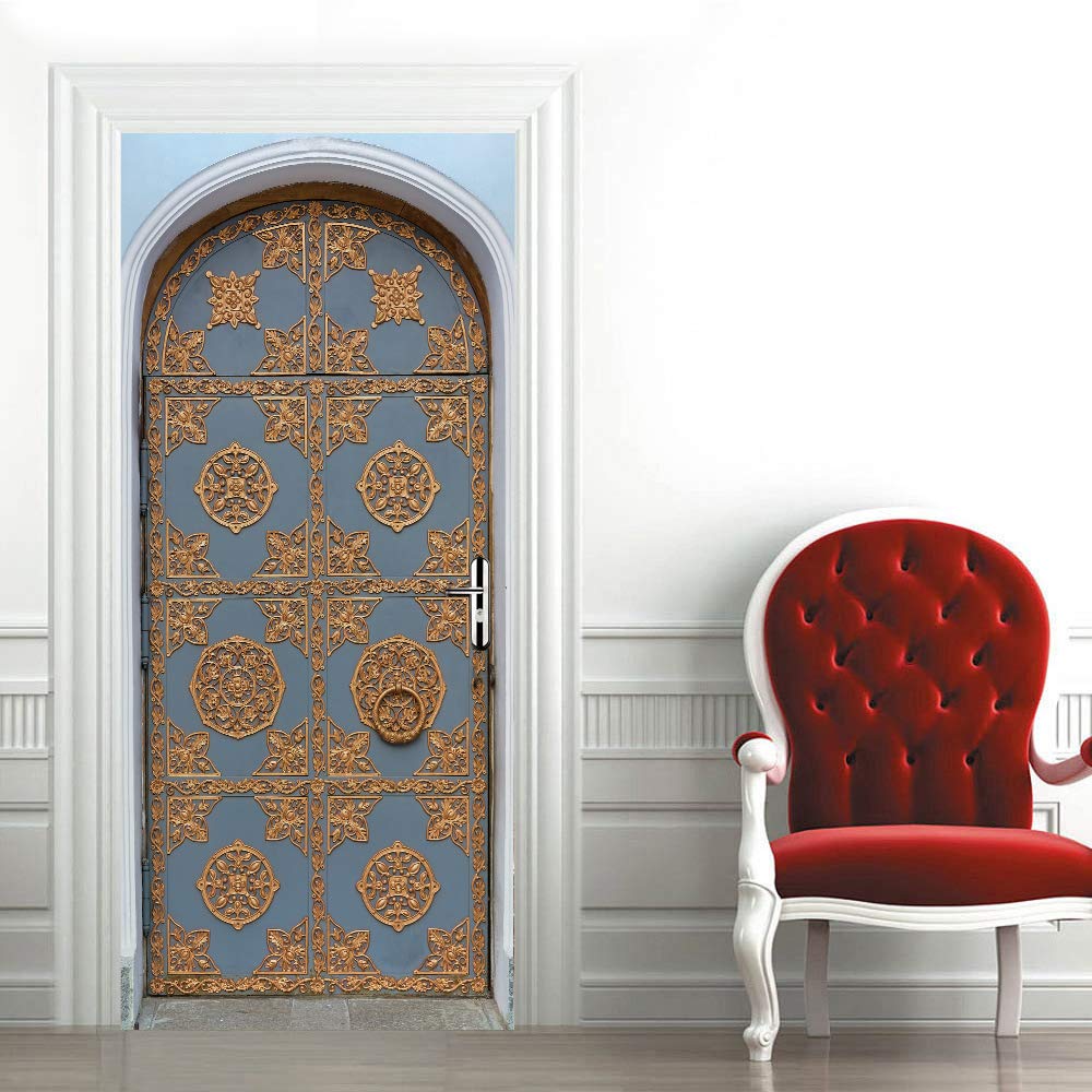 Sticker porte trompe l'oeil 3D marocain 83x204 cm pour déco murale