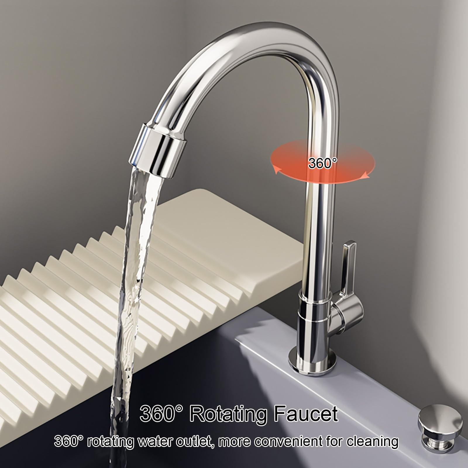 Fregadero utilitario con grifo giratorio de 360°, fregadero de plástico independiente con almacenamiento de tabla de lavado para garaje, laboratorio, lavandería y jardín