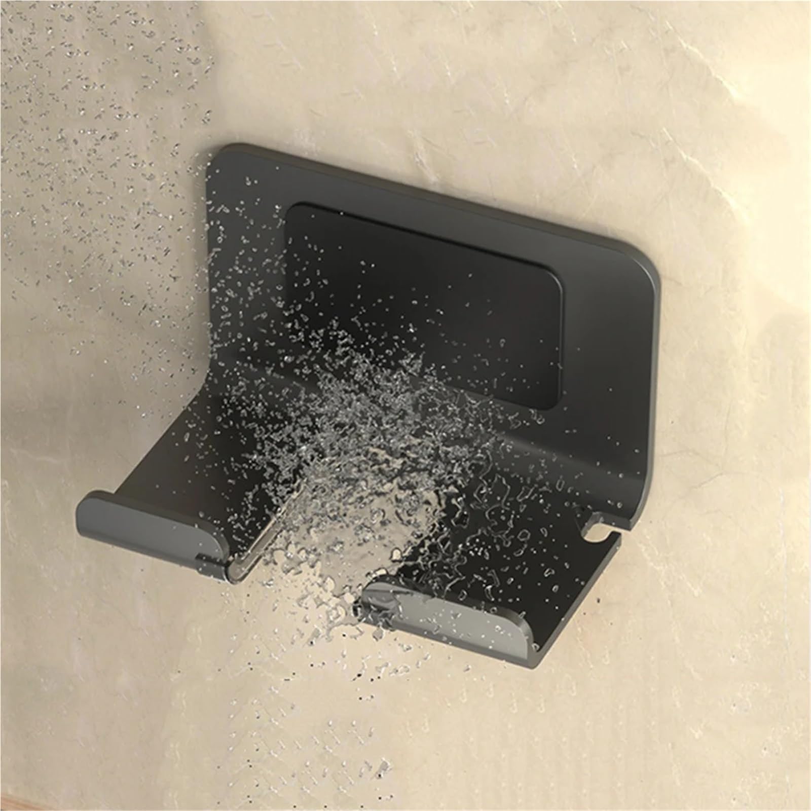 Soporte de Almacenamiento secador Pelo Aluminio, Estante for sin Perforaciones montado en la Pared, diseño Boca Forma U, fácil Instalar, 2 uds para secadores de Pelo(Dark Grey)