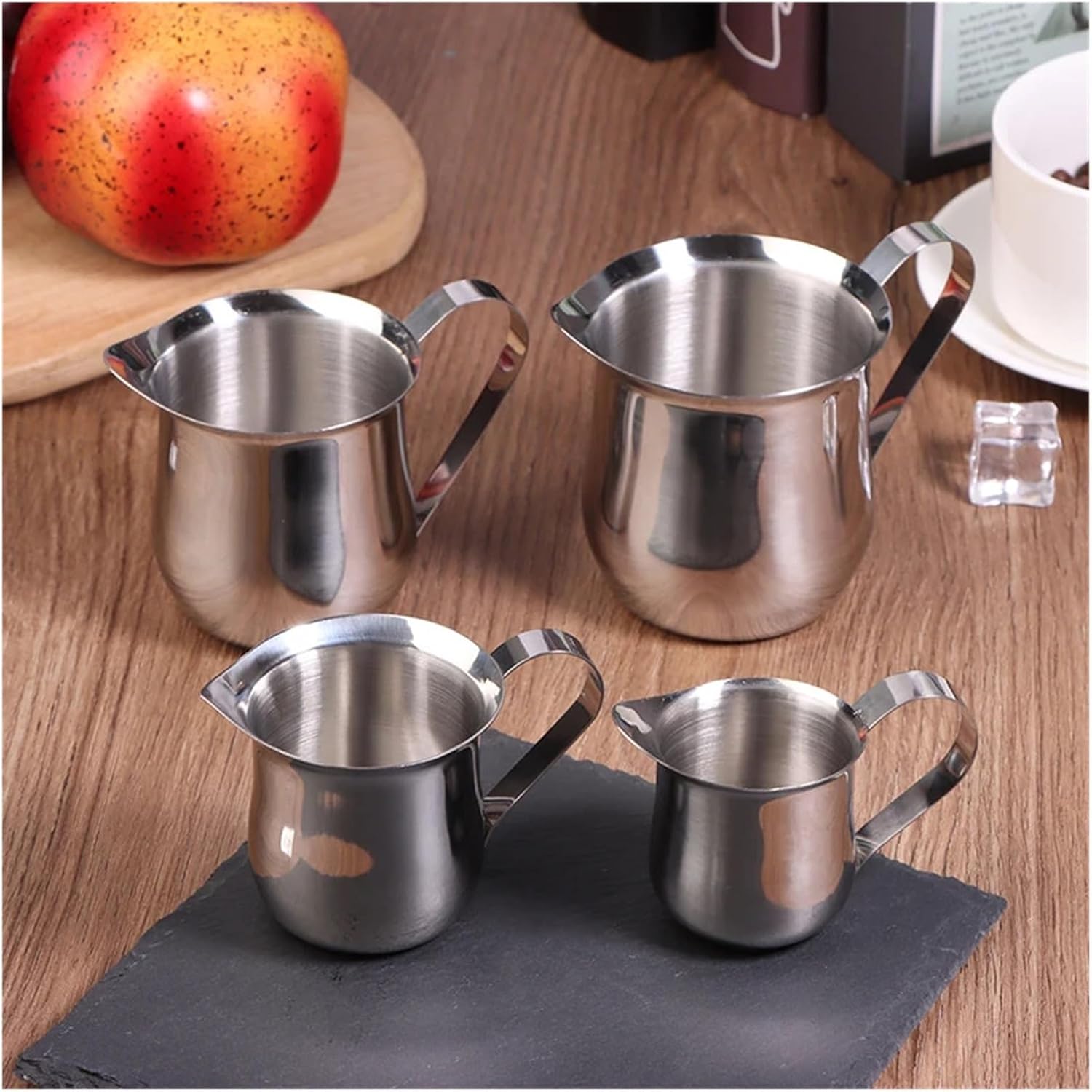 60–240ml Measuring Cup, Stainless Steel Coffee Milk Frothing Pot With Pouring Spout, Kitchen Creamer(90ML)