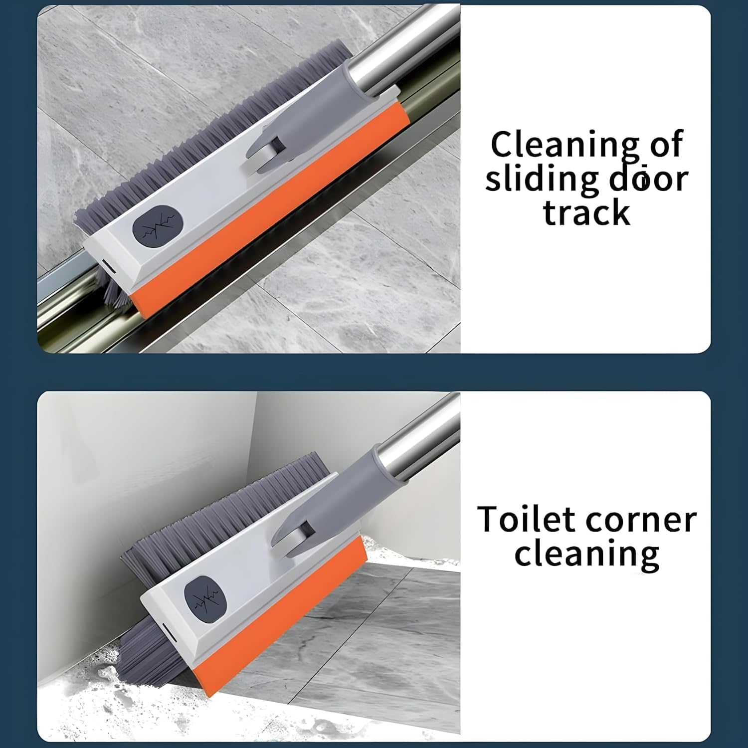 Feelon 3 in 1 Toilet Bathroom Cleaning Brush with Wiper and Long Handle - 180° Rotate Floor Scrub Brush for Tiles, Home Kitchen Bathroom Accessories 3