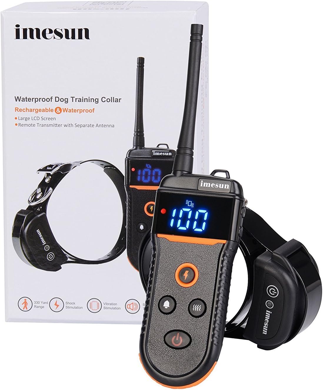 Imesun Dog Training Shock Collar with Remote - 330 Yard TRAINING666 Rechargeable Training Dog Collar with Beep,Vibration and Shock, Adjustable Electric Training Collars for Dogs 10-100 lbs